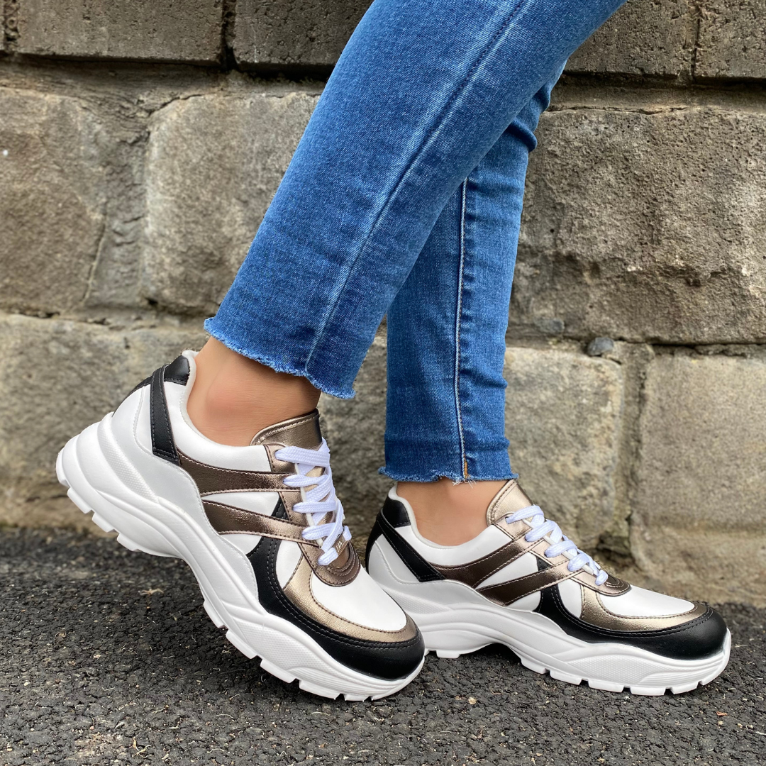 Spring Women's Casual Chunky Shoes Thick Heels Sneakers Female Silver  Street Fashion Genuine Leather High Platform Lady Autumn - AliExpress